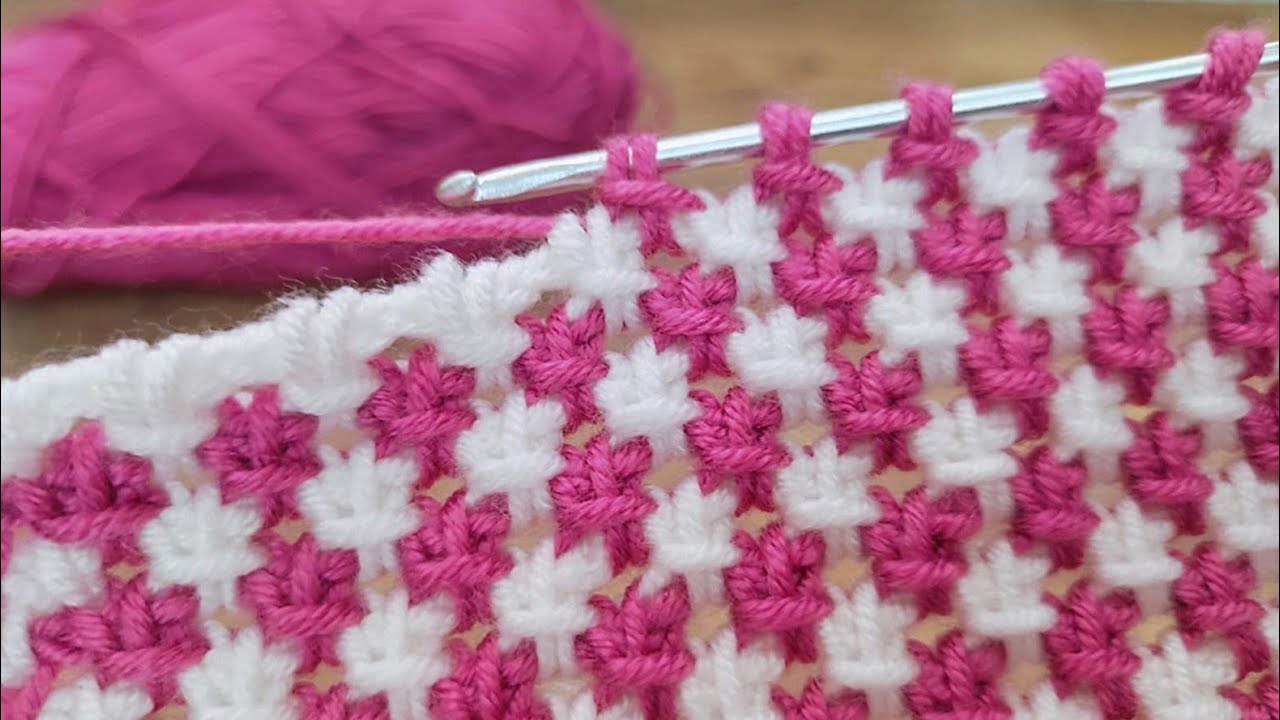 Süper Tunussian Crochet Knitting Model.İki renkli Tunus işi yelek örneği
