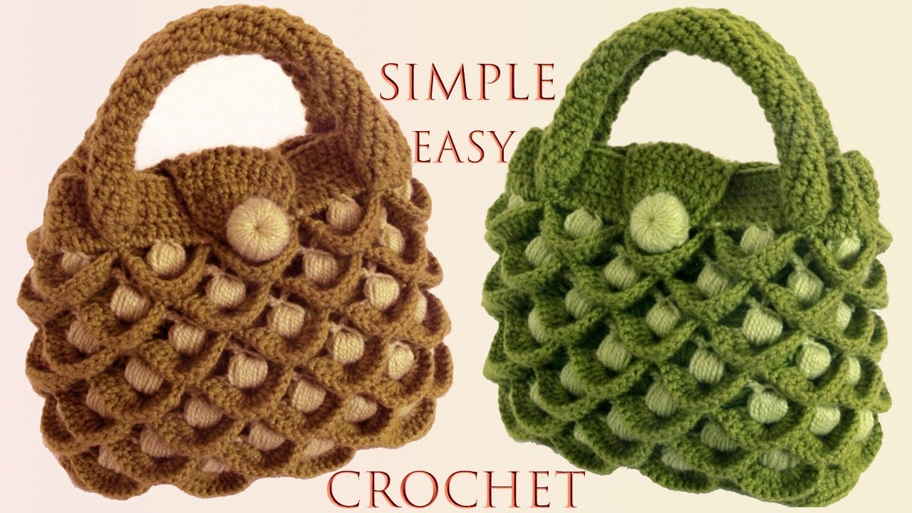 Bolso a Crochet en punto 3D plumas pavo real tejido con ganchillo paso a paso