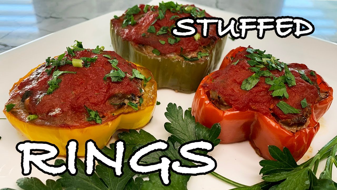 Hamburger Stuffed Bell Pepper Rings Ground Meat Recipe Фаршированный Перец ПП Рецепт Из Любого Фарша