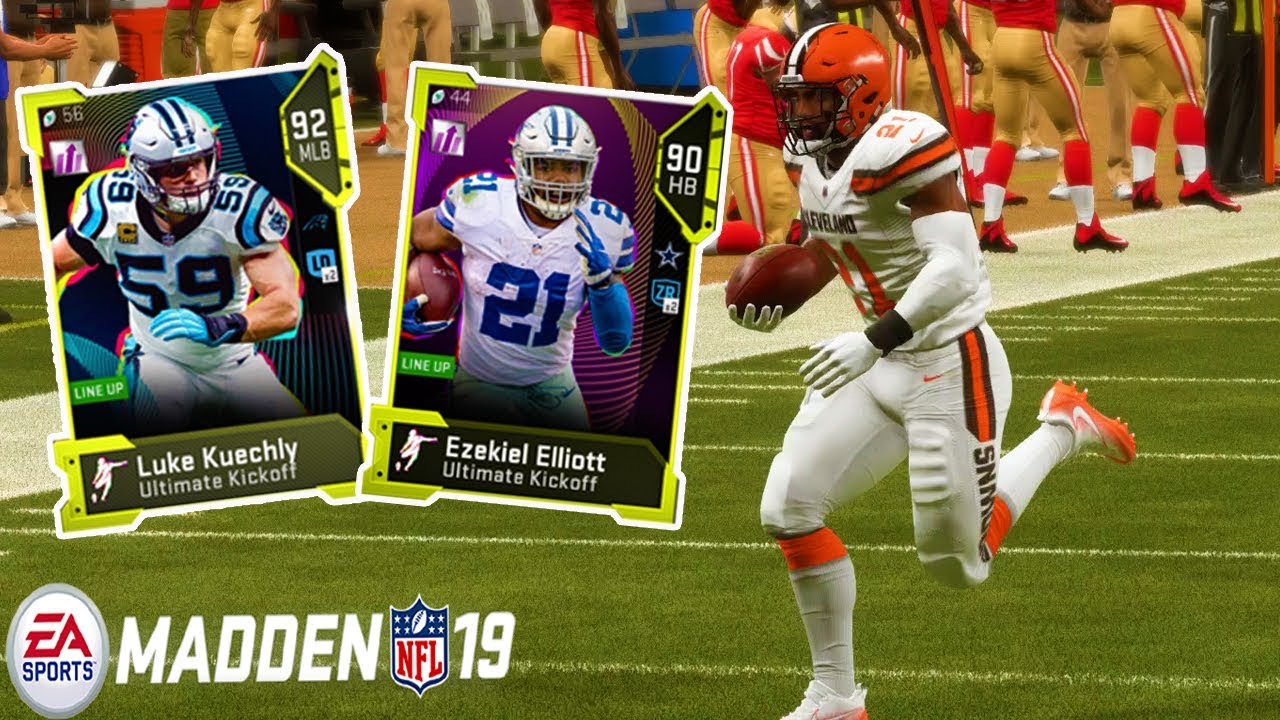 ULTIMATE KICK OFF MASTER LUKE KUECHLY AND EZEKIEL ELLIOTT 🔥🔥| MADDEN 19 ULTIMATE TEAM GAMEPLAY