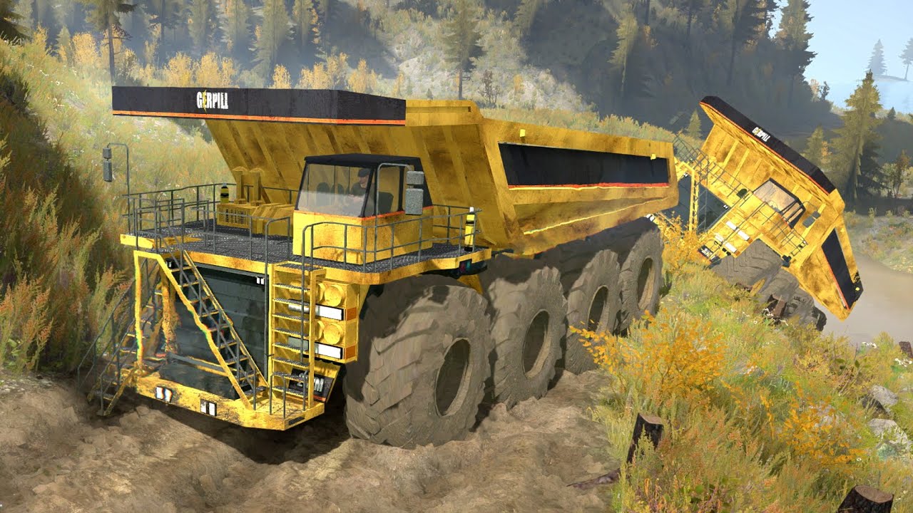 Giant Mining Dump Truck pulls Truck Out Of Ravine [MudRunner]