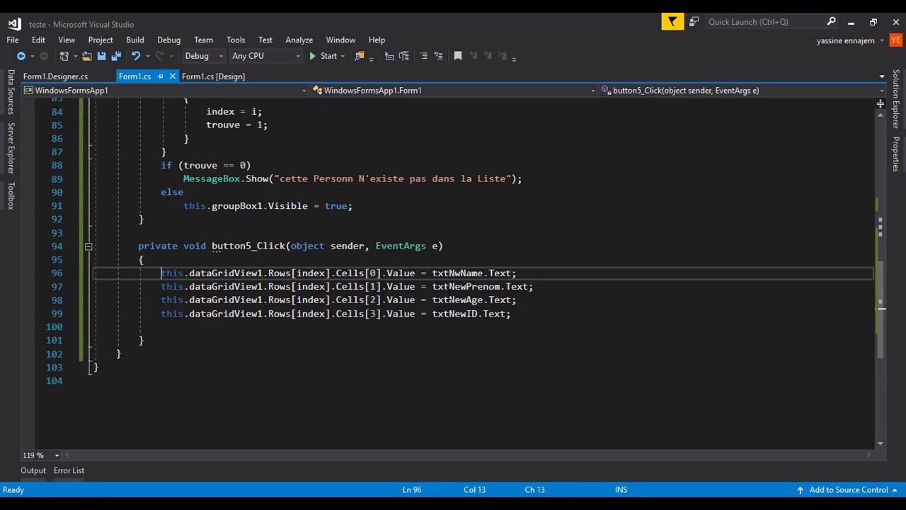 4 - Bouton Modifier (DataGridView c#) / Update button (Csharp) - DARIJA