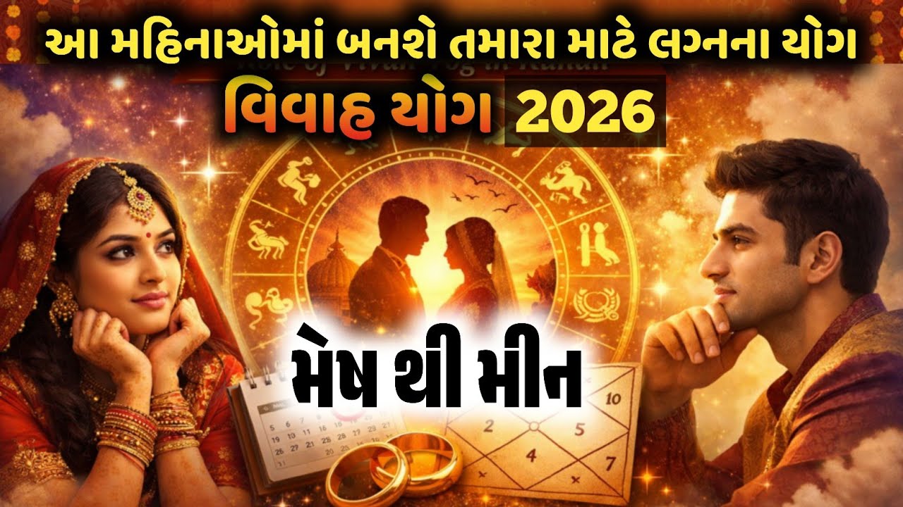 મેષ થી મીન રાશિ લગ્ન યોગ 2026 | વર્ષ 2026 માં ક્યારે થશે તમારા લગ્ન?.... જાણીલો આ વીડિયોમાં.... 