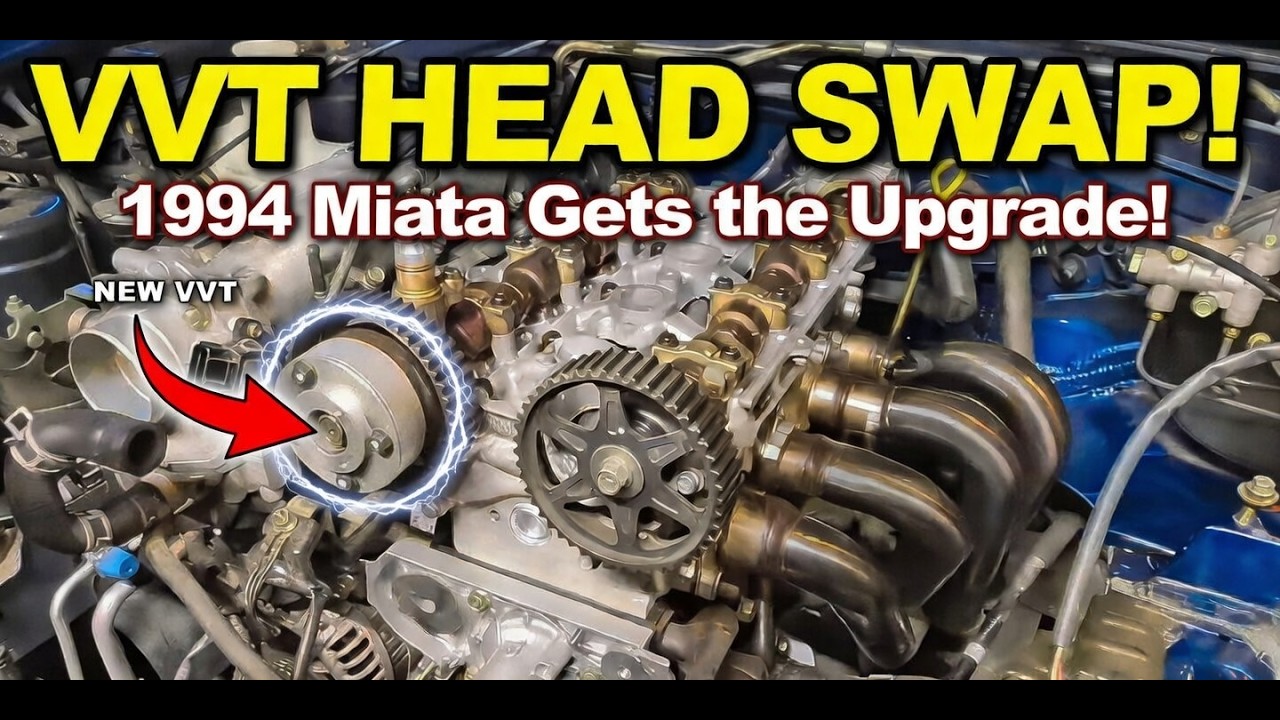 Установка головки блока цилиндров VVT на Miata MX-5 1994 года выпуска.
