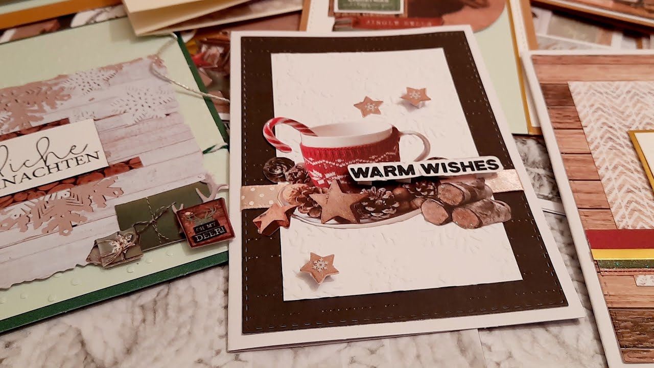 16 Karten mit DIY Card making Block von Action, Karten basteln, Resten verarbeiten