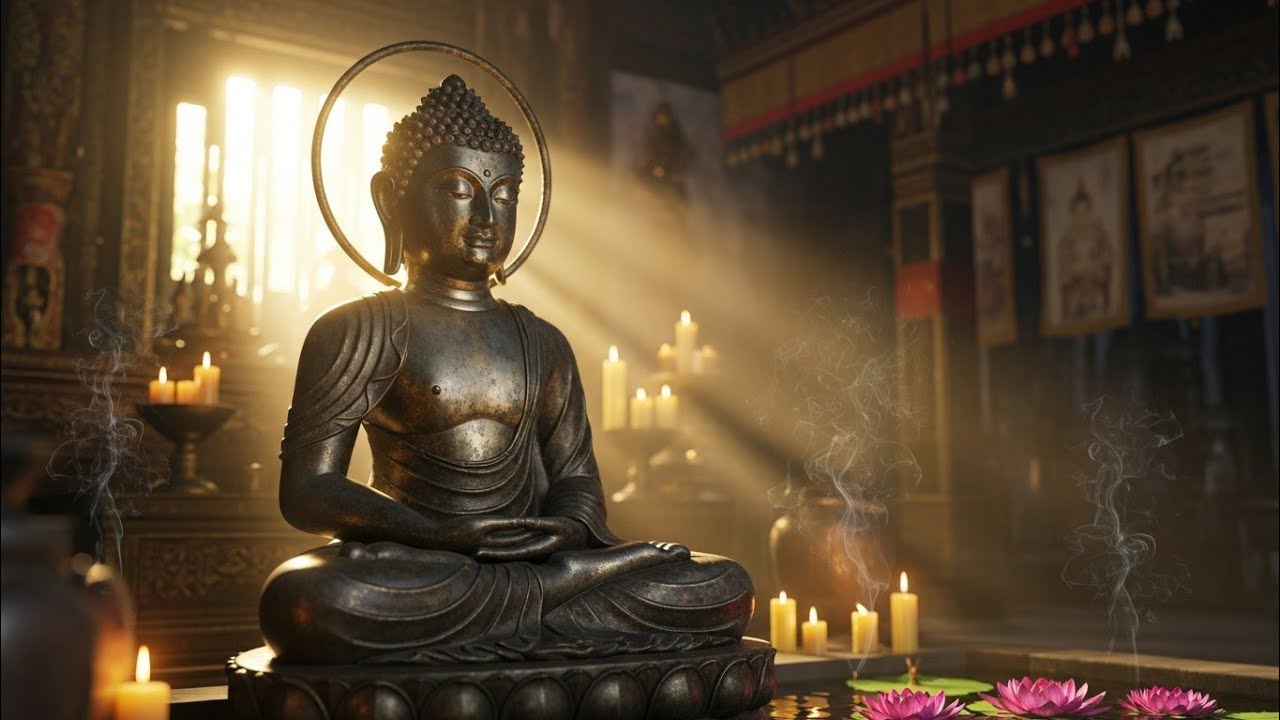 Deep Meditation with Buddha Statue -Soothing Music for Anxiety Relief & Inner Peace 🕯️