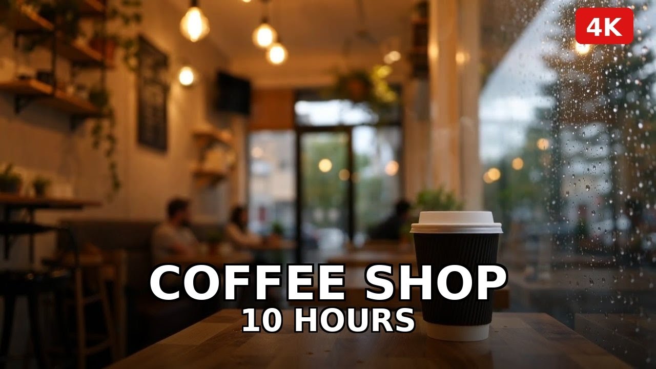 ☕ Cozy Coffee Shop Ambience 10 Hours | Cafe Sounds & Soft Jazz for Study, Work & Relaxation | NO ADS