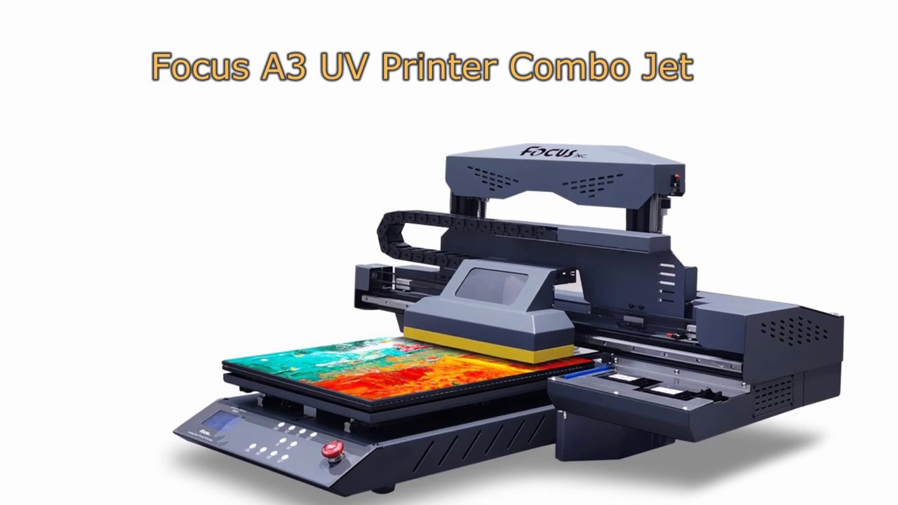 Focus Inc. demo video for new R&D Combo Jet industrial small desktop A3 UV printer