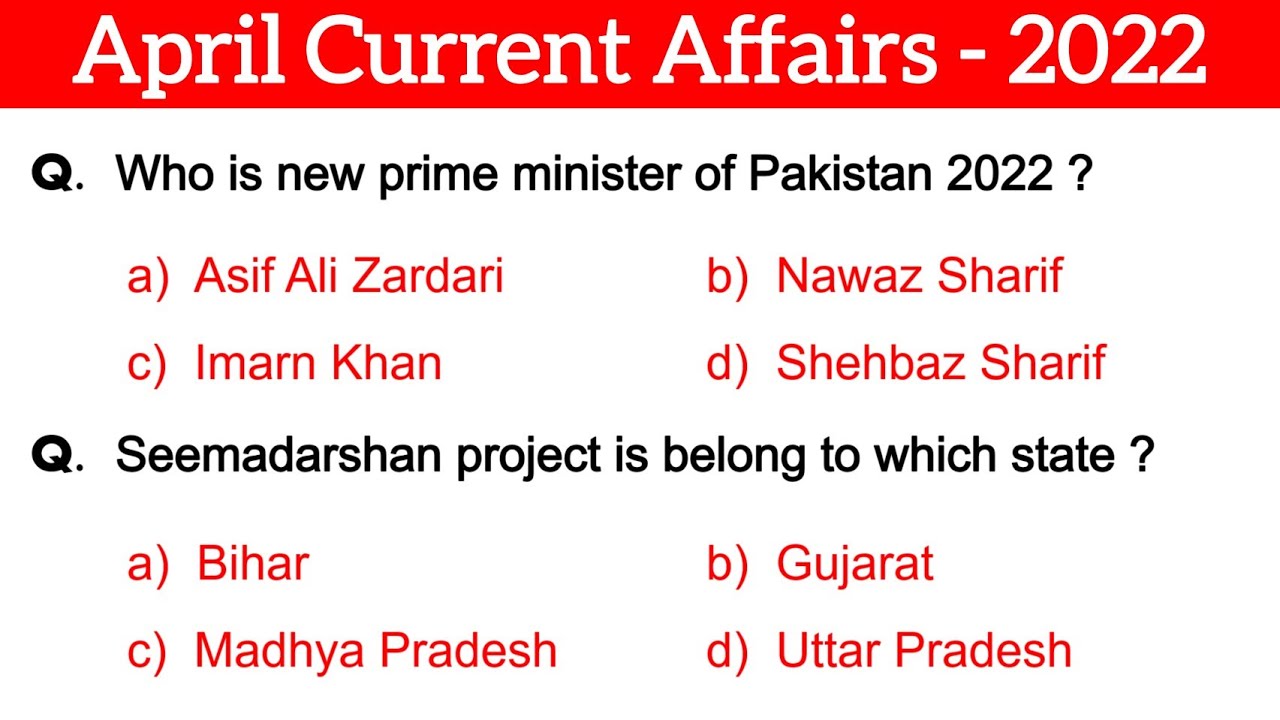 Current Affairs April 2022 Monthly | Important Current Affairs 2022 | Current Affairs in English