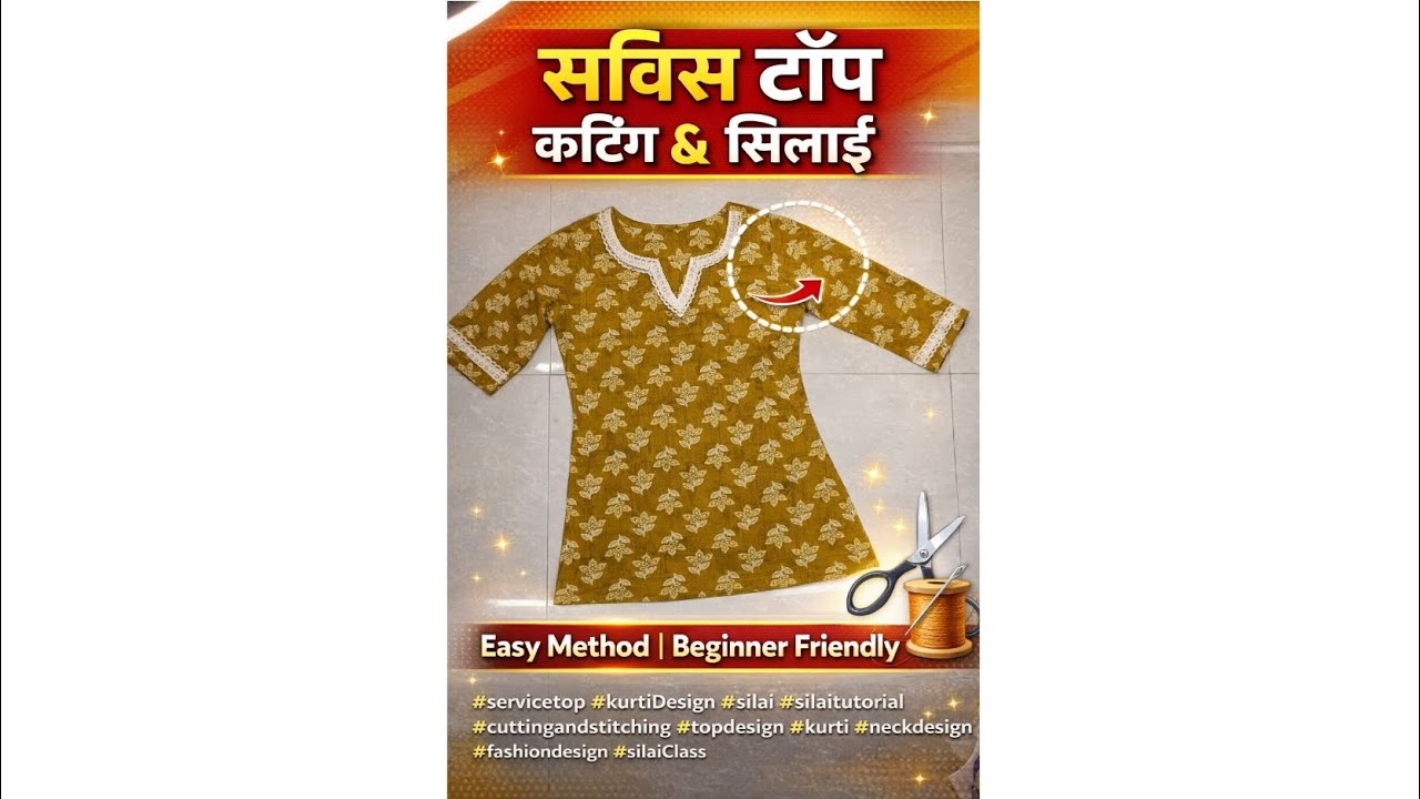 Service Top Cutting & Stitching | Easy Method for Beginners | Perfect Fit Kurti Top