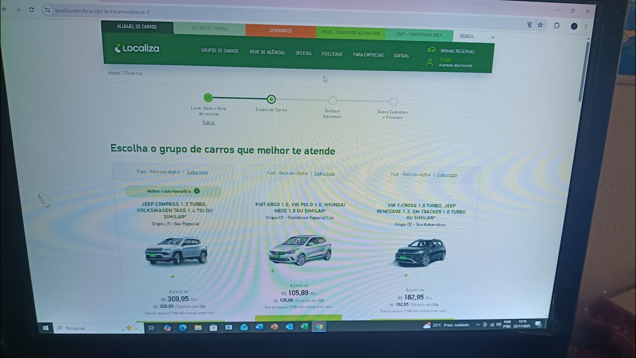 SIMULANDO ALUGUEL DE CARRO NA LOCALIZA NA VIRADA DO ANO 2025/2026