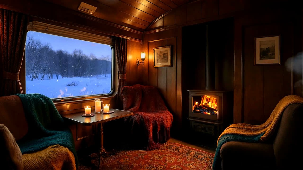 Calm Smooth Jazz Ambience with Fireplace – Background for Work, Concentration and Relax 01