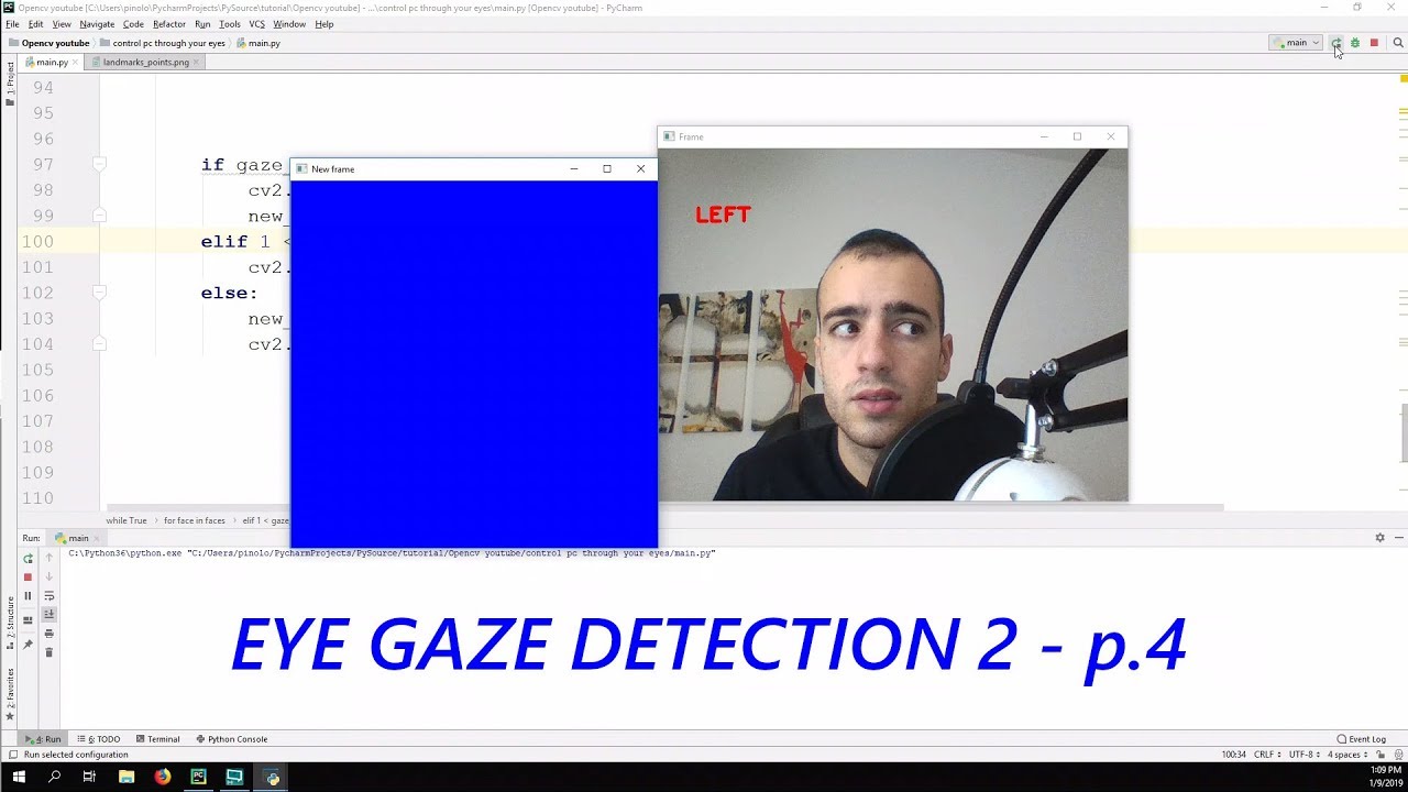 Eye Gaze detection 2 – Gaze controlled keyboard with Python and Opencv p.4