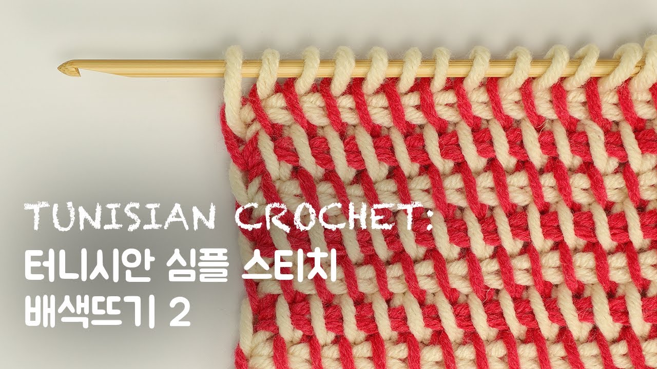 [아프간뜨기] #04 터니시안 심플 스티치, 배색뜨기 2 #Tunisiancrochet #Afghancrochet