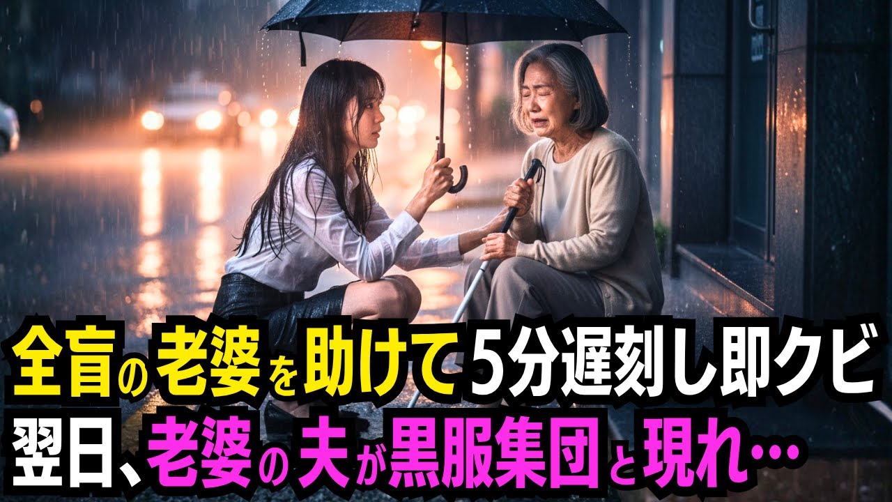 「お前クビな」人助けした派遣社員にクビ宣告→助けた老婆の夫がパワハラ現場に現れ、横暴上司が青ざめる…