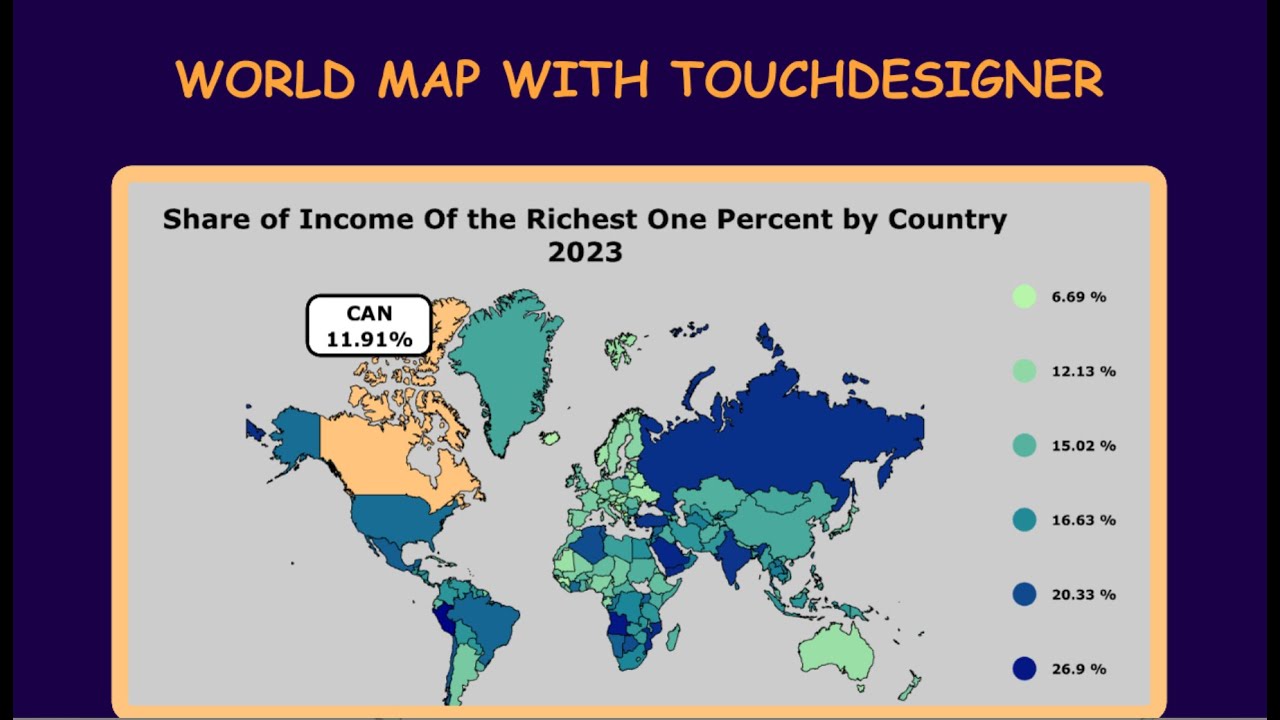 World Map with Touchdesigner 1 - Add Interactivity (Top1% Share income)