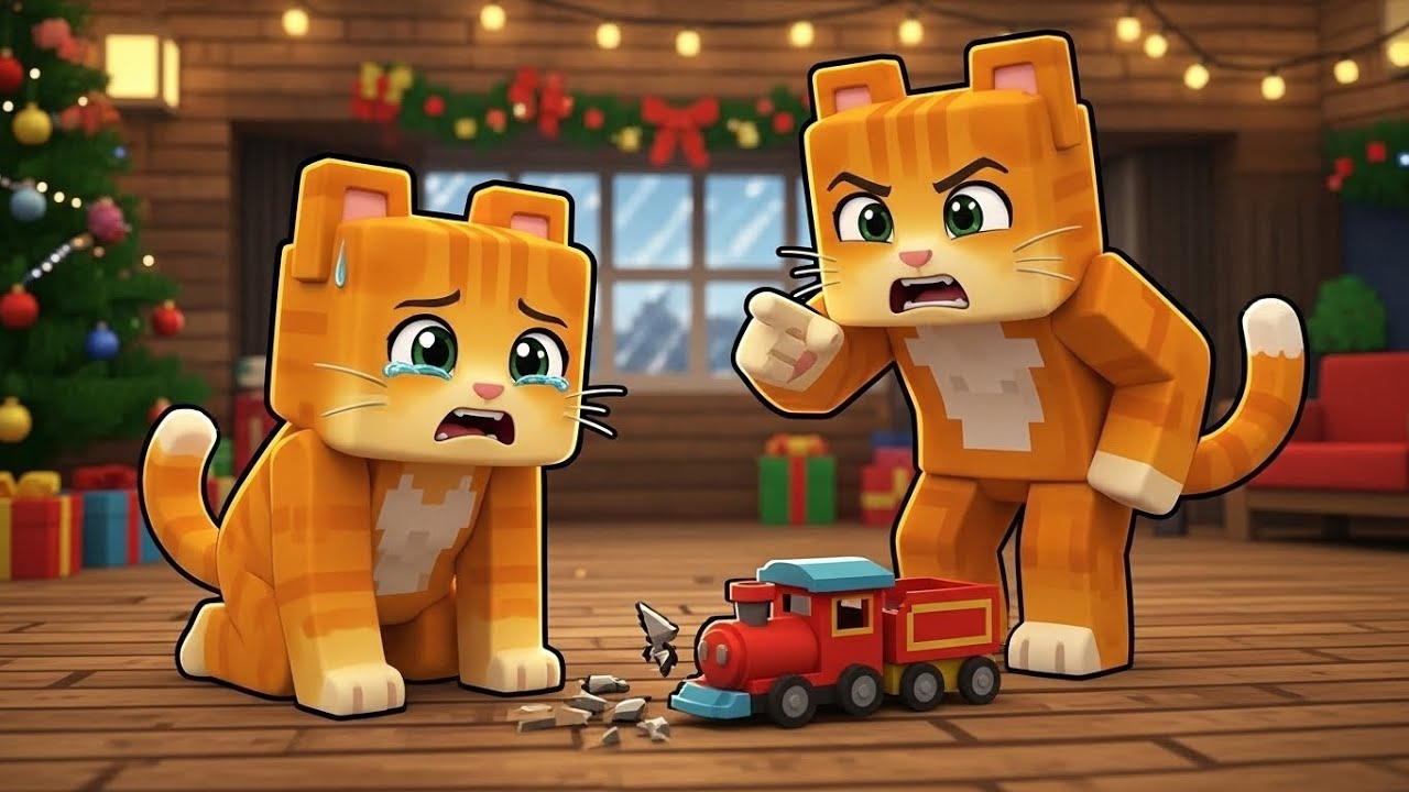 Mama Cat Gets Angry After Ginger Breaks the Toy 😡🚂 |Ginger Minecraft Story 🐱