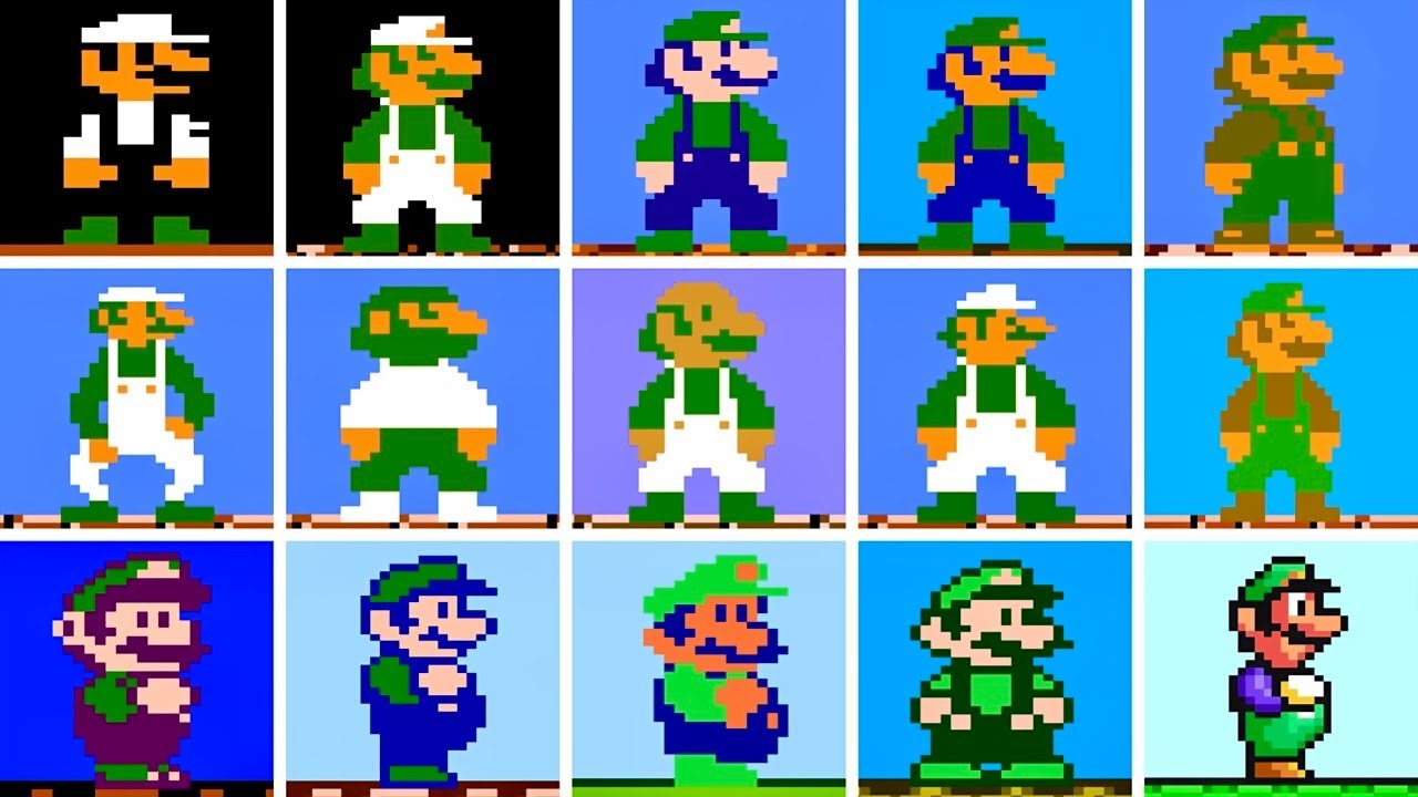 Evolution of Luigi's Sprites in Super Mario Bros. 1