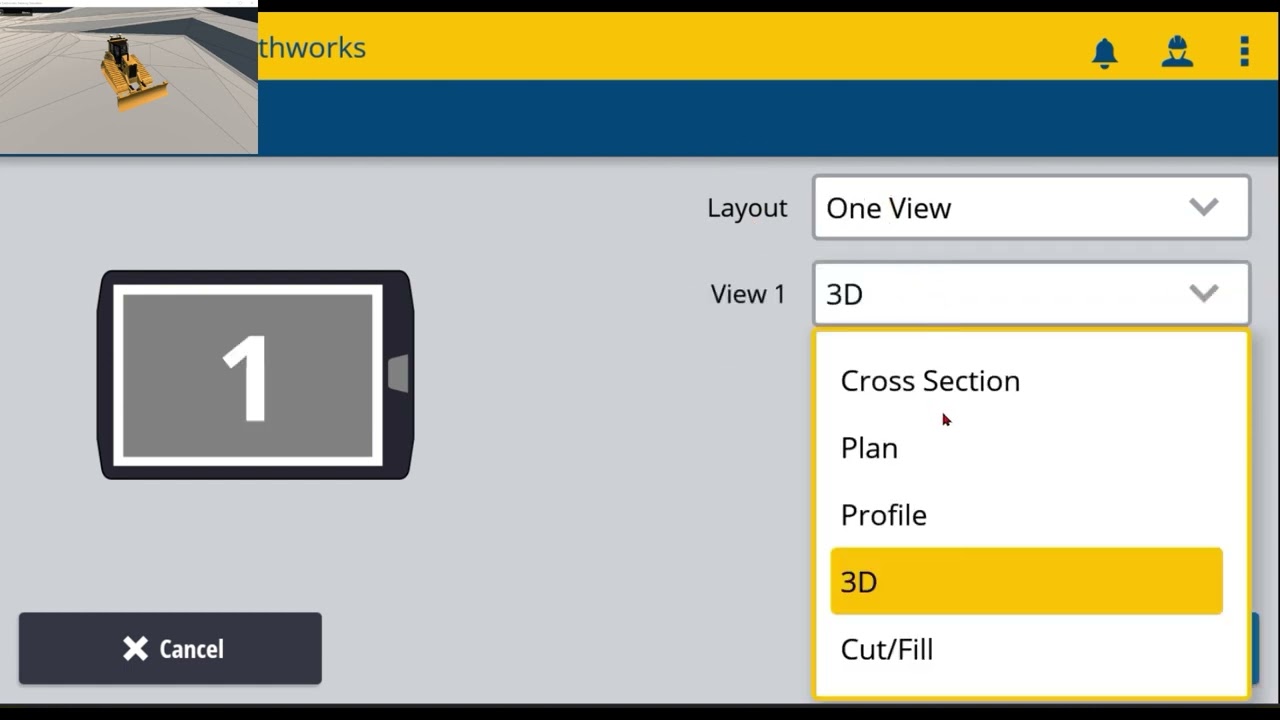 Trimble Earthworks overview of main screens