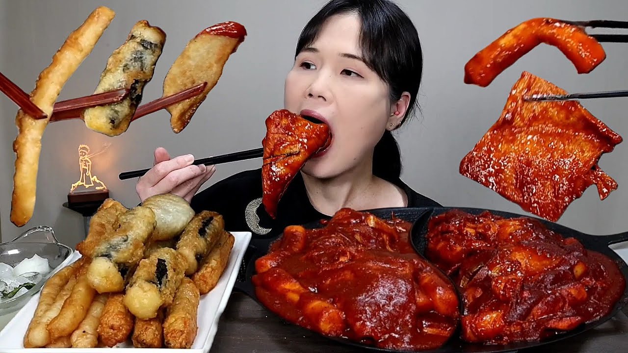 mukbang, spicy, Tteokbokki. АСМР.