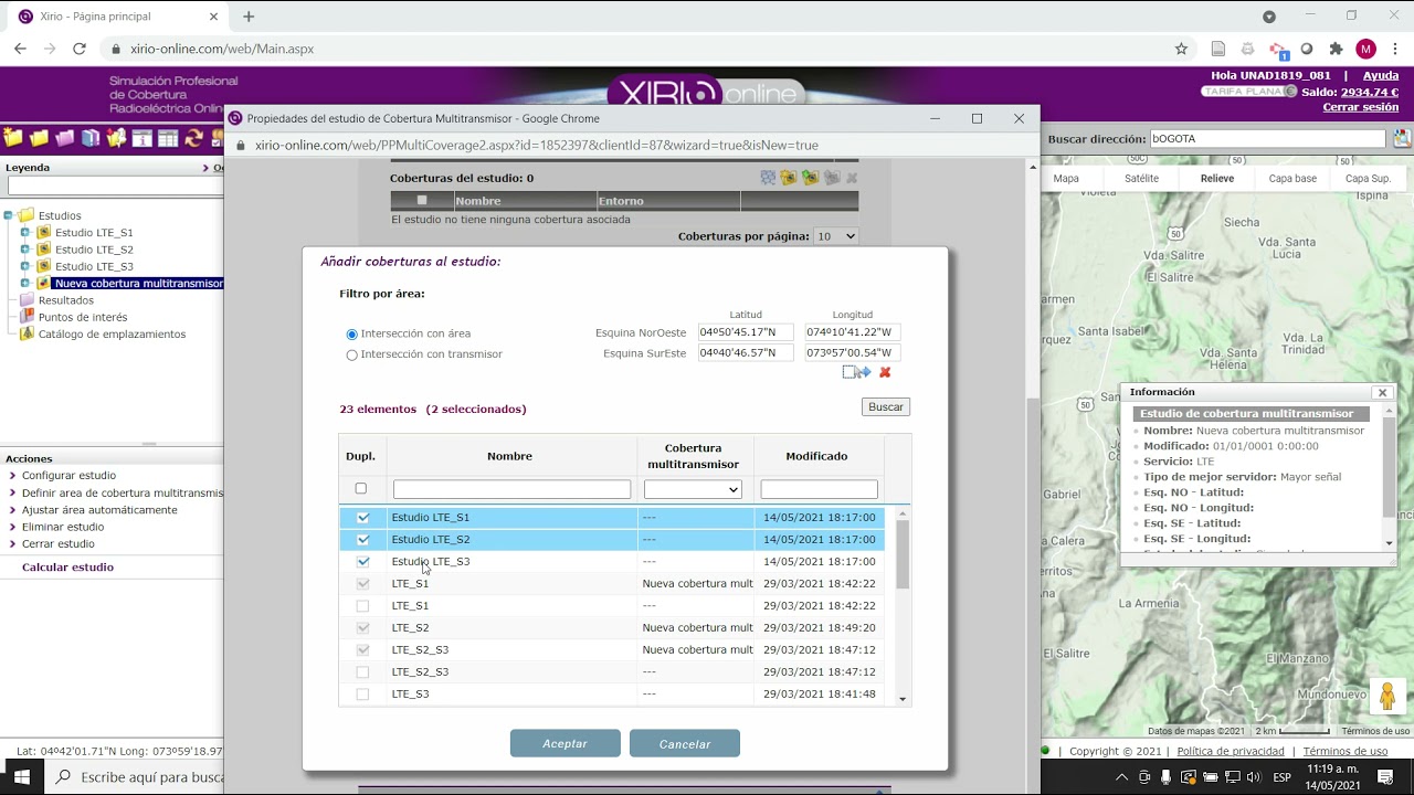 Configurar estudio Estación LTE Xirio Online