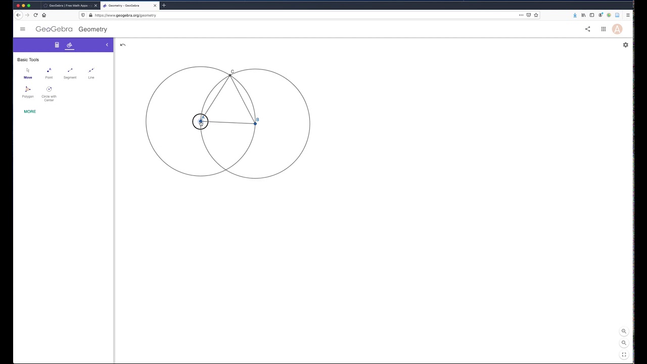 Constructing an equilateral triangle in geogebra