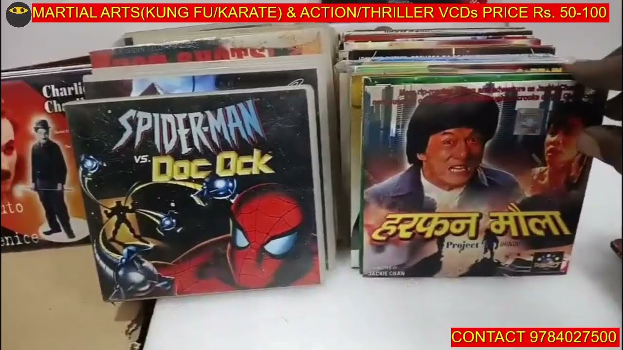 VINTAGE BRUCE LEE JACKE CHAN VAN DAMM CHARLIE CHAPMAN FIGHT AND COMEDY MOVIES VCDS CONT 9784027500