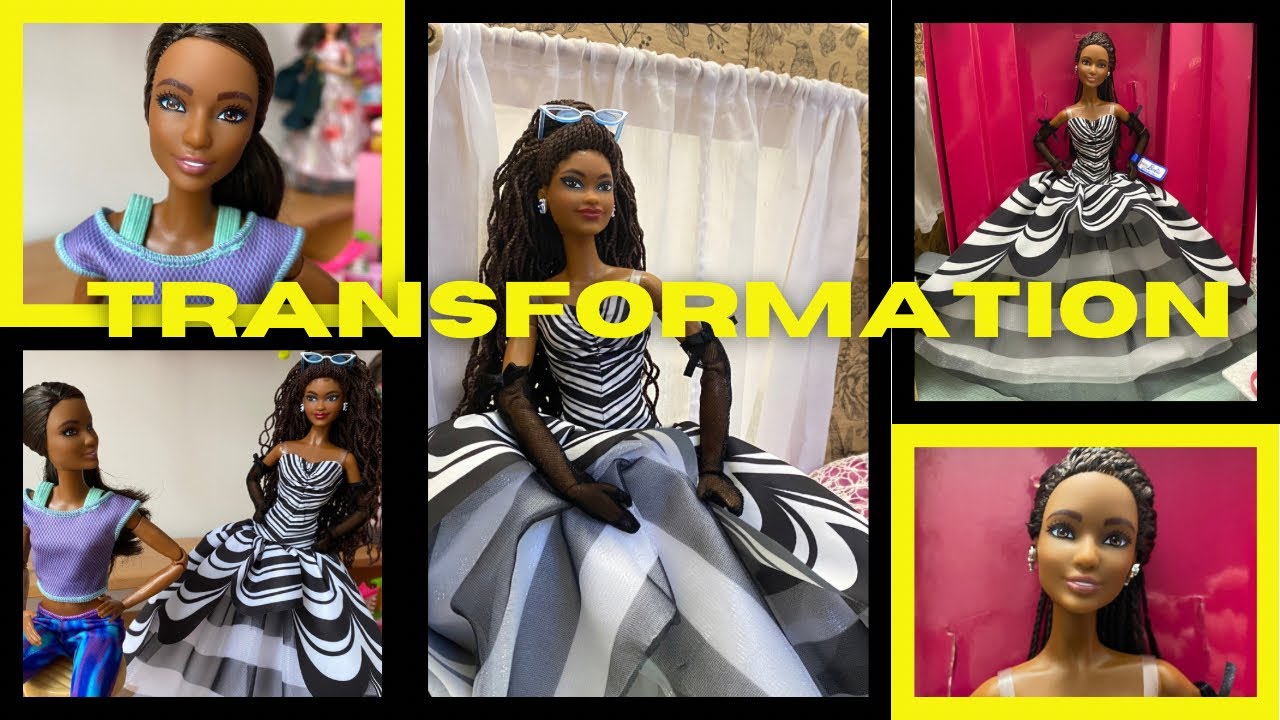 Who goes back into the box? Made to move blue dye pants review and swap with 65th anniversary Barbie