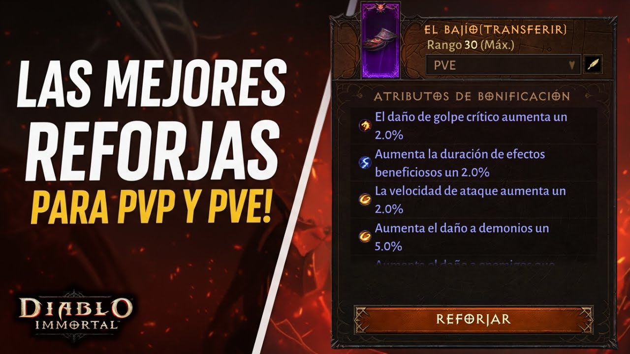 ⚡ ¿No sabes qué reforjas usar? Te enseño la mejor combinación PVE/PVP para Diablo Immortal