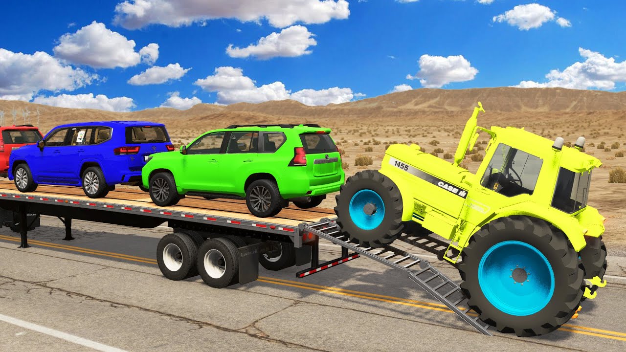 Flatbed Truck Mcqueen | Transportation with Truck - Pothole vs Car #007  - BeamNG.Drive