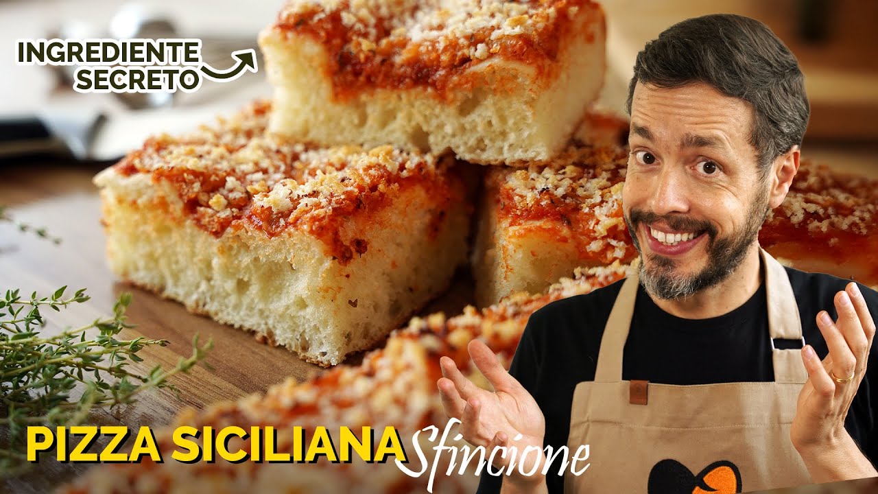 PIZZA SICILIANA (Sfincione) - Receita de massa sem sova e molho com ingrediente secreto