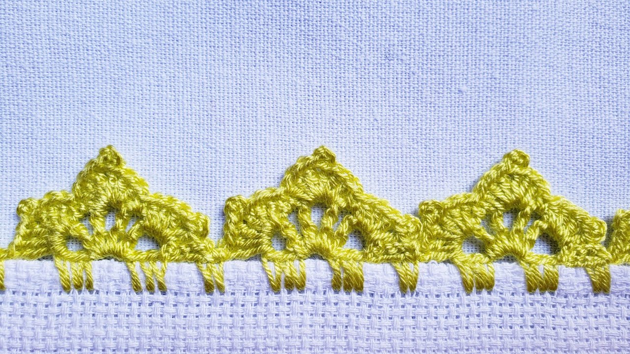 Barrado/bico para pano de prato #carreiraunica #crochê#crochet#barradinhodecroche   💫#181