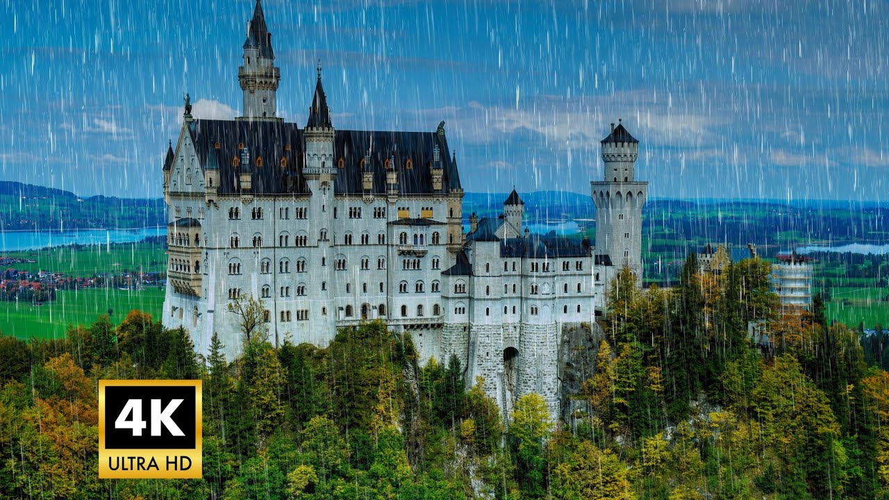 Germany in Rain walking tour🌧️, Neuschwanstein Castle 🇩🇪| 4K