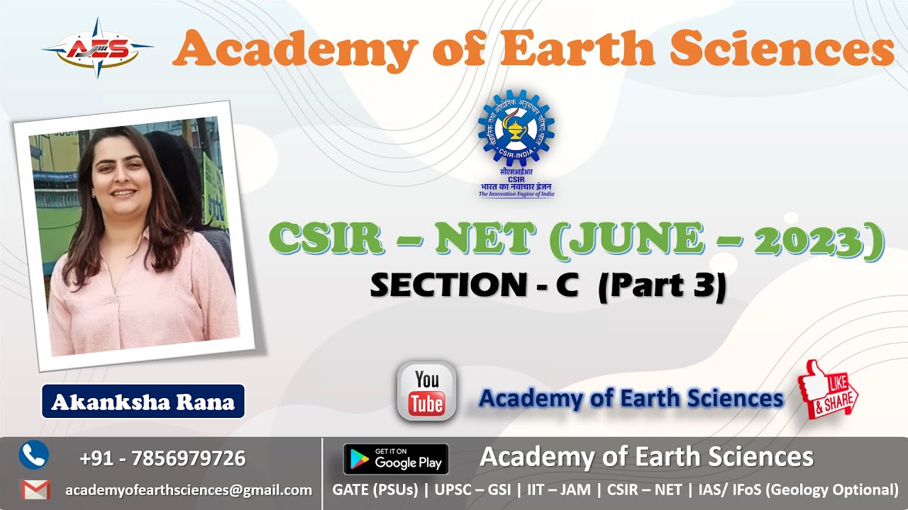 CSIR - NET (JUNE - 2023) | Earth Science | Previous Year Paper Solution | Section C (Part - 3)