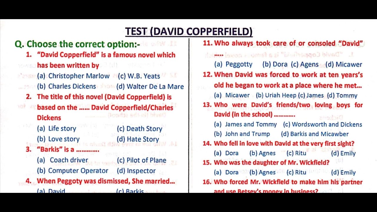 #david copperfield objective  by charles dickens