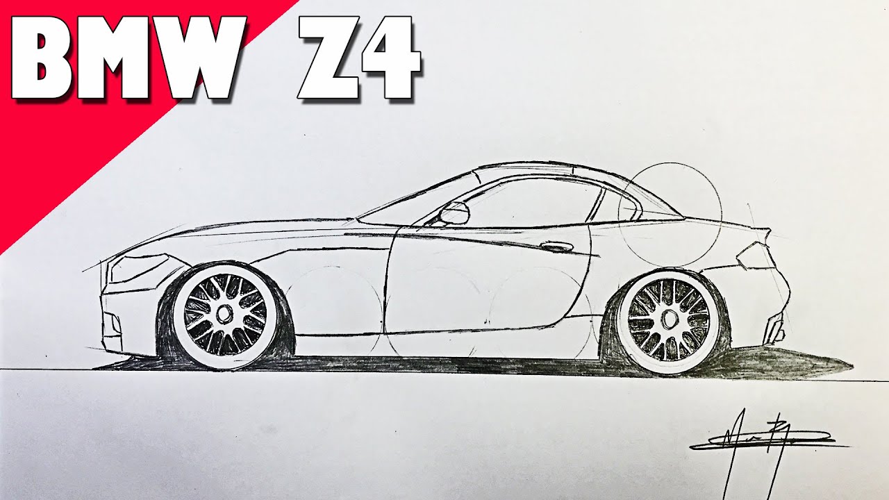 Como Dibujar un BMW Z4  Paso a Paso VISTA LATERAL