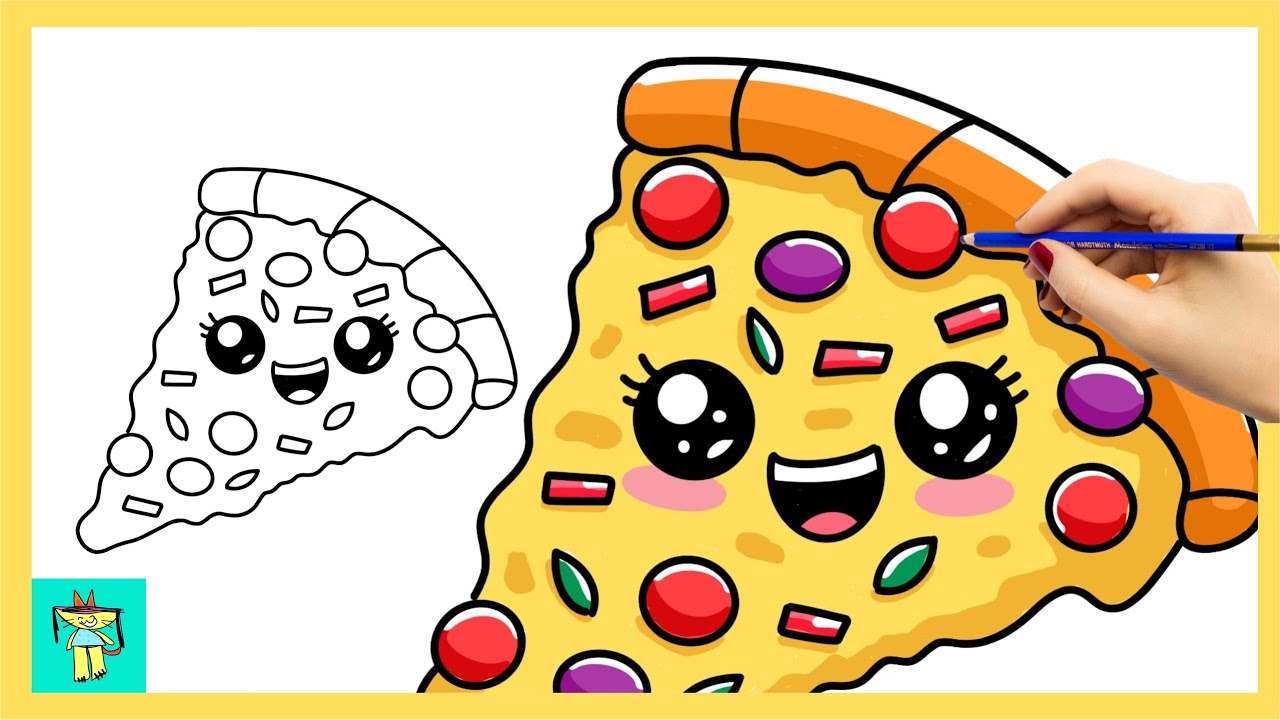 How to Draw a Cute Pizza Slice 🍕 | Calm Step by Step Drawing