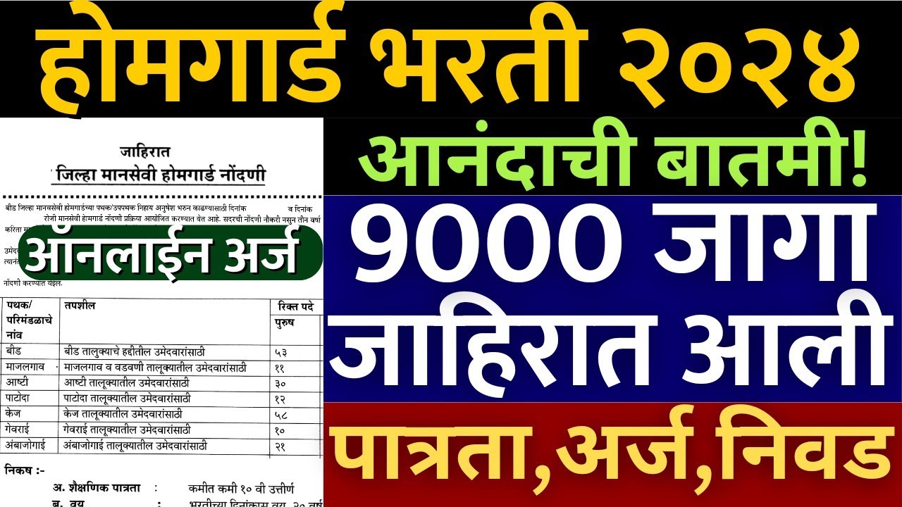 आनंदाची बातमी🎉 | अजुन एक जाहीरात आली | Home gaurd Bharti 2024 | home gaurd Bharti form kaise bhare