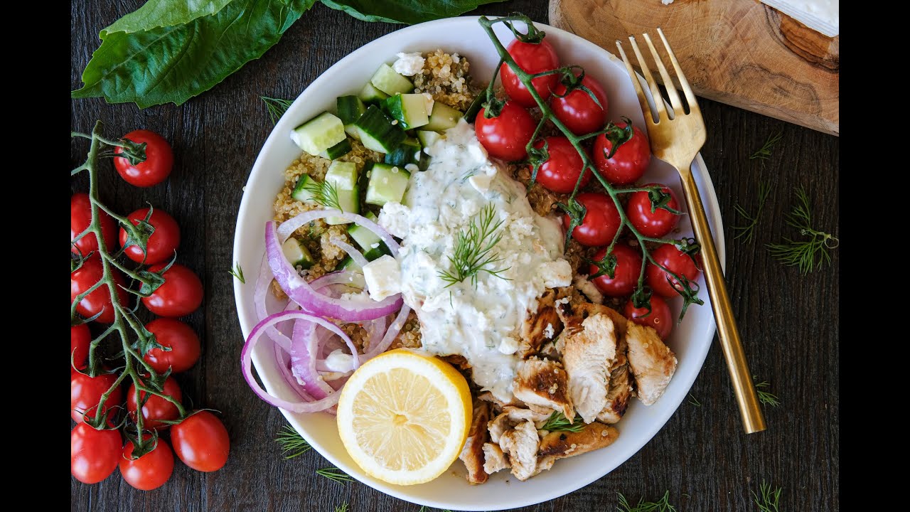 Dinner Recipe: DELICIOUS Greek Chicken Quinoa Bowl by Everyday Gourmet with Blakely