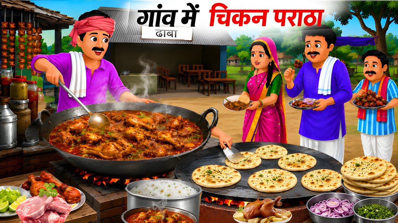 गांव में चिकन पराठा वाला | Chicken Wala | hindi Kahani | Cartoon Stories