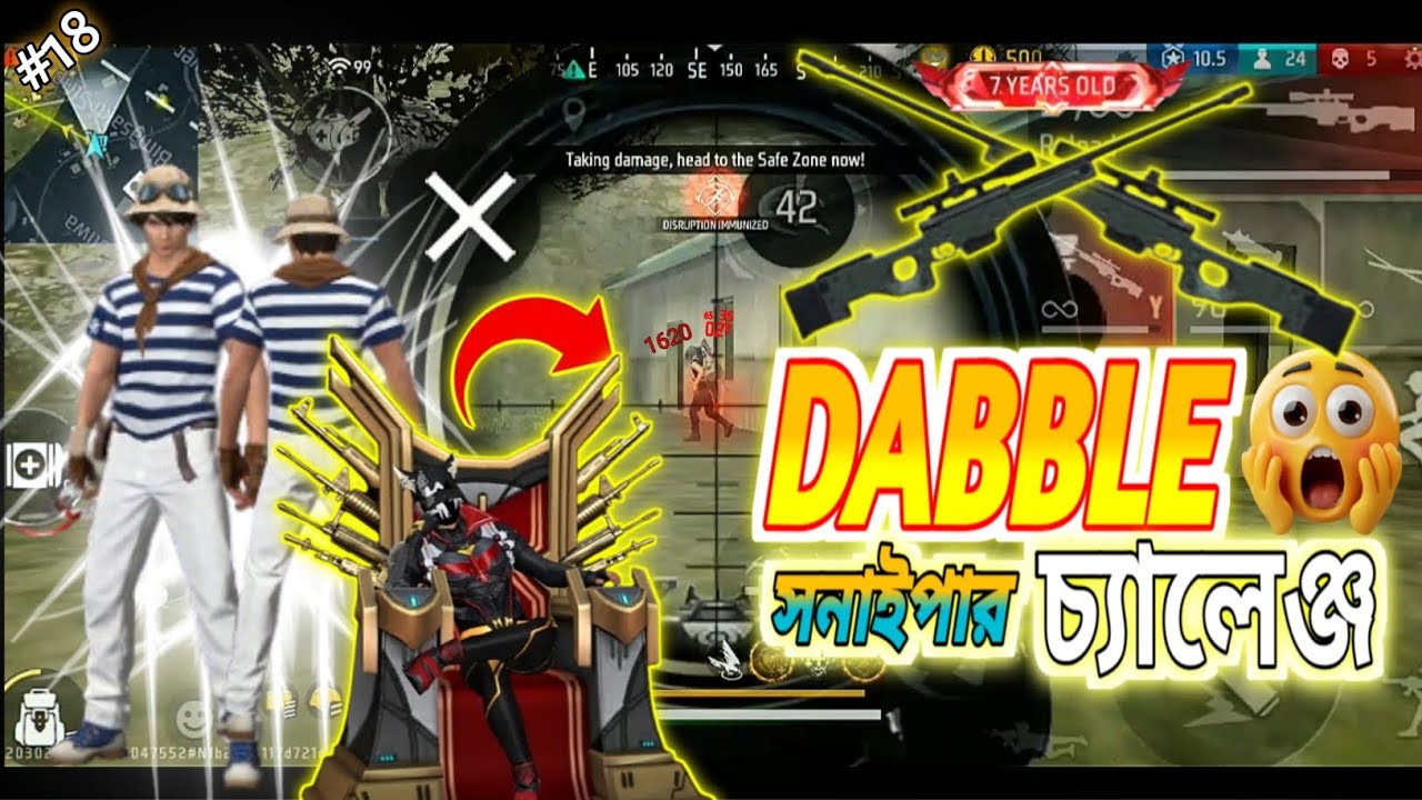 DABBLE Sniper Challenge 😱 | Free Fire-এ 1620 Headshot! Funny + Pro Gameplay