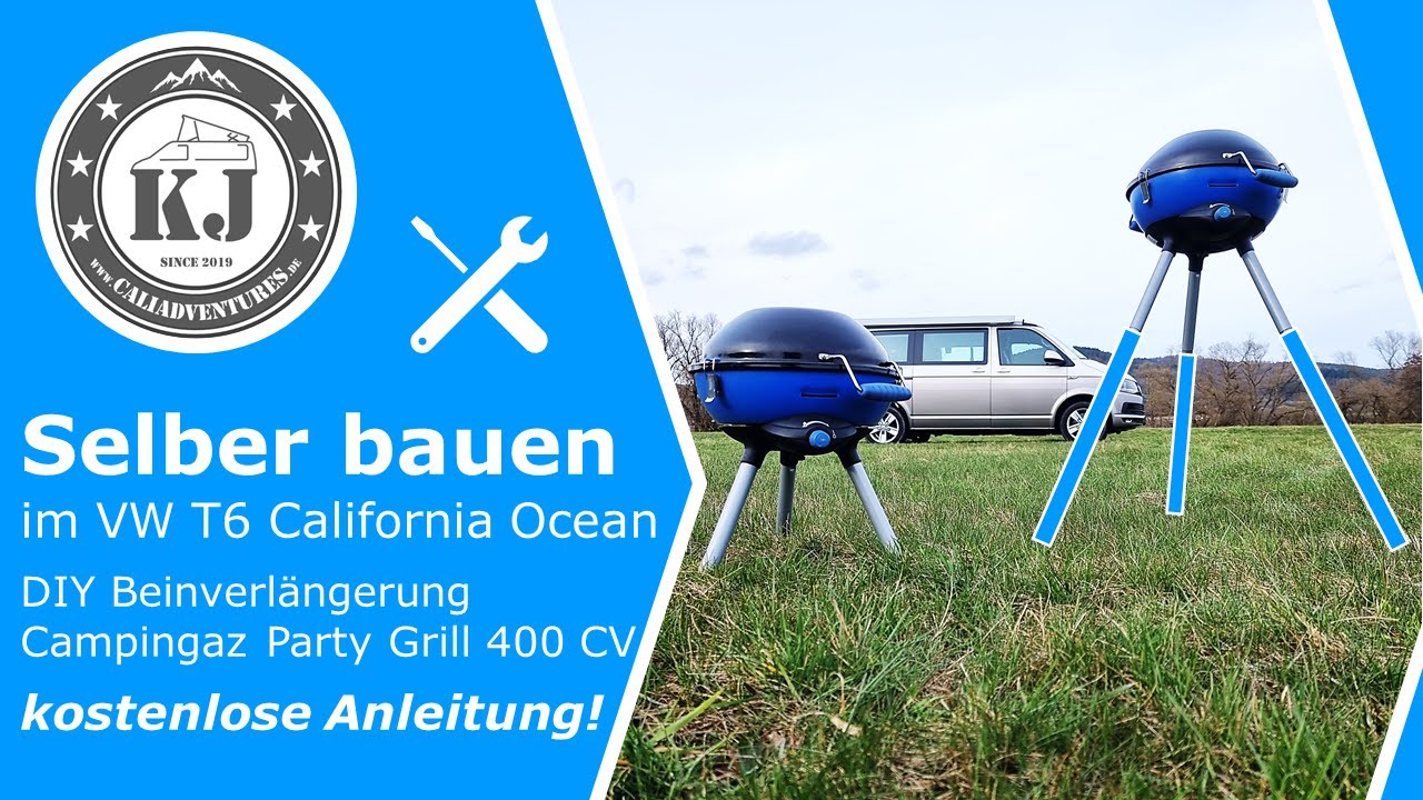 Selber bauen im VW T6 California Ocean - DIY Beinverlängerung Campingaz Party Grill 400 CV