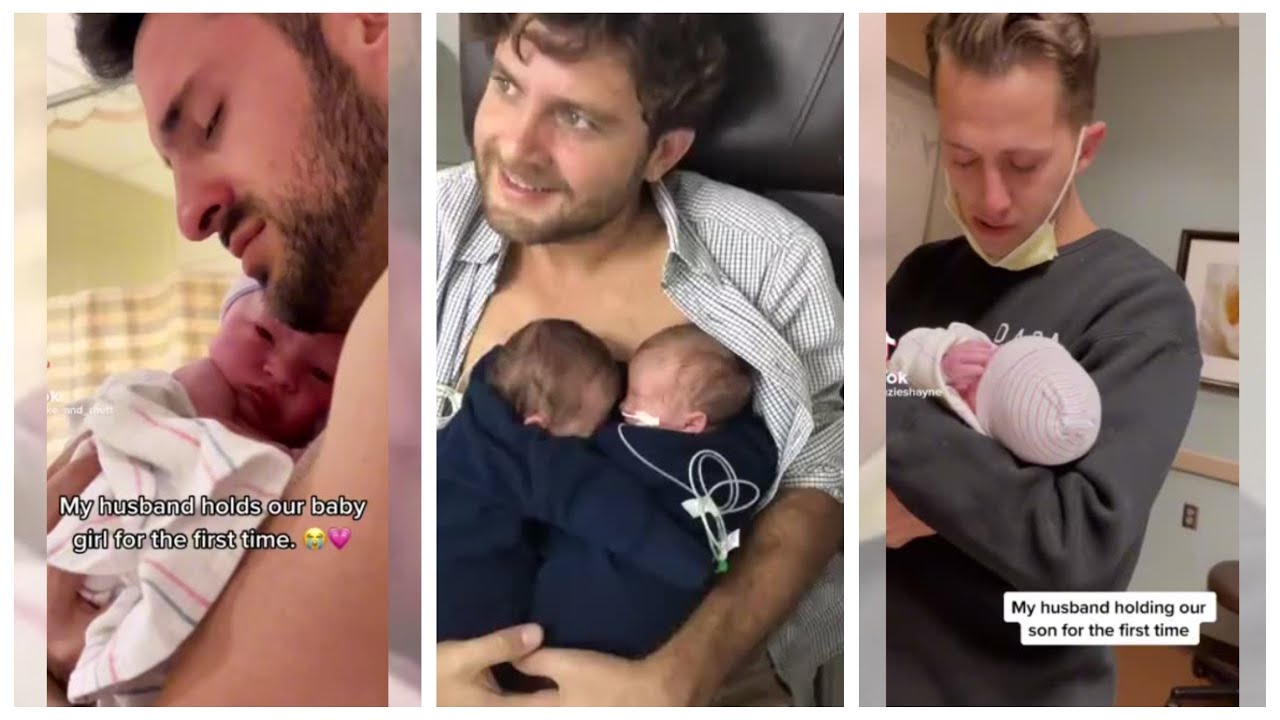 Fathers who burst into tears when they hold their baby for the first time