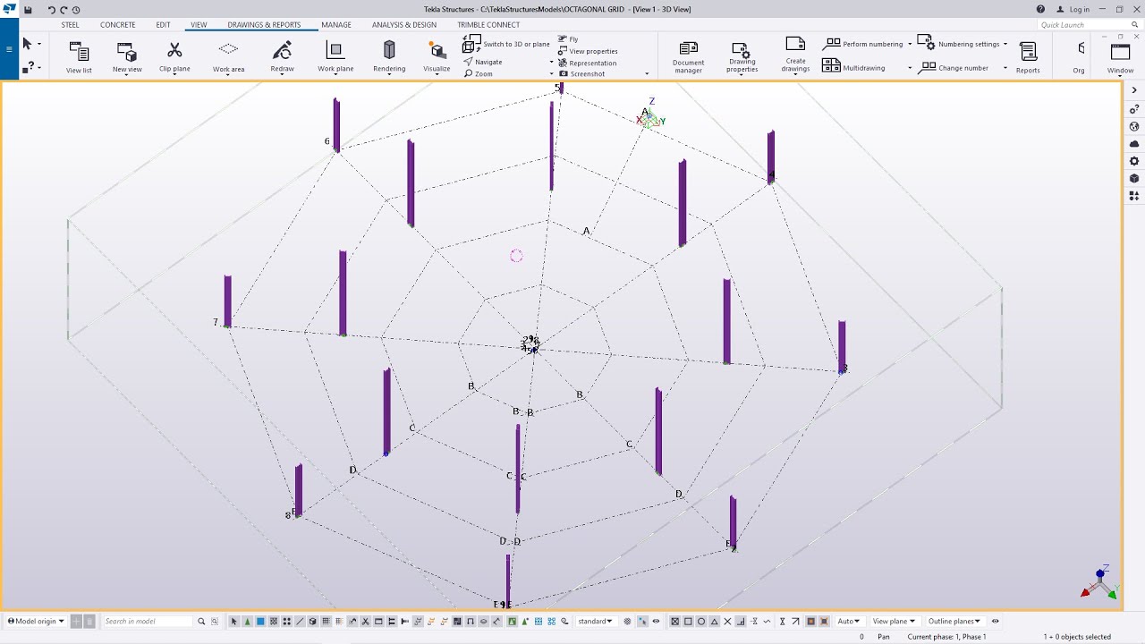 How to Create Octagonal Gridline | Tekla Structures