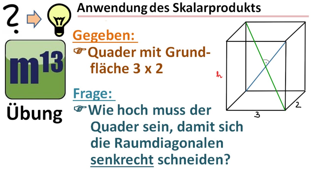 Anwendung des Skalarprodukts: Höhe im Quader gesucht