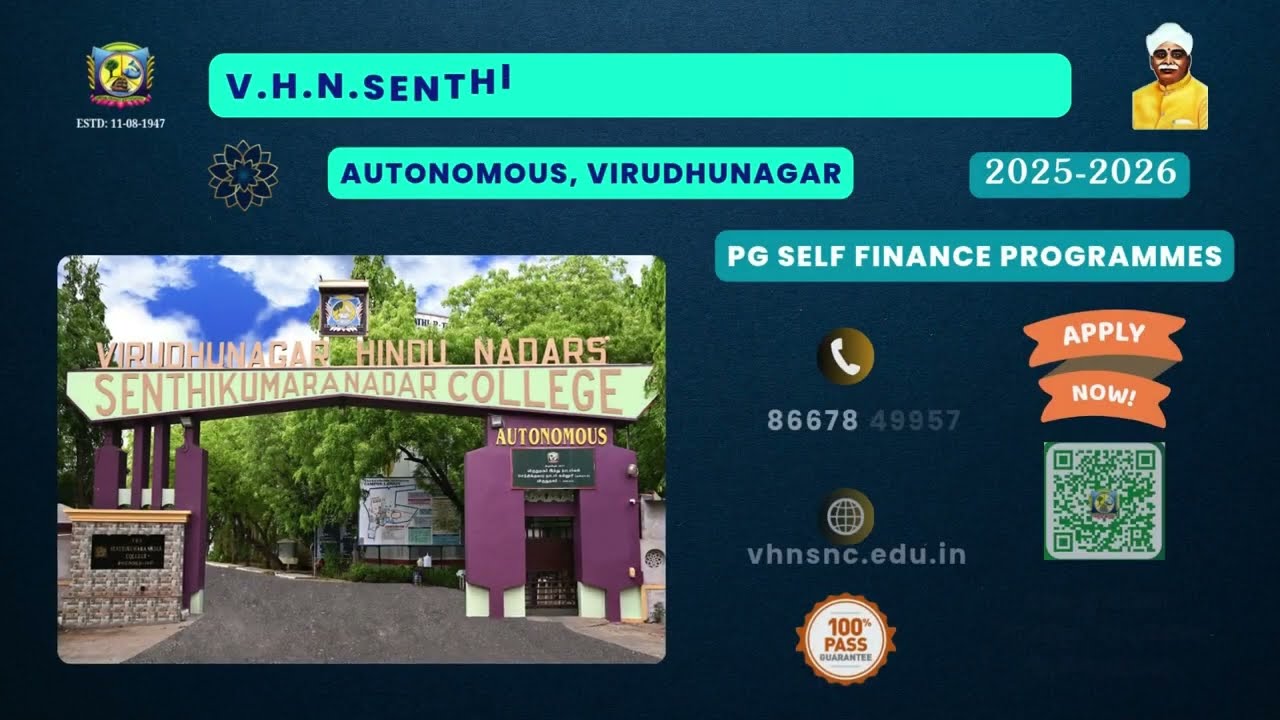 PG Admission Self Finance Courses: 2025-26 | V.H.N.S.N.College (Autonomous) |