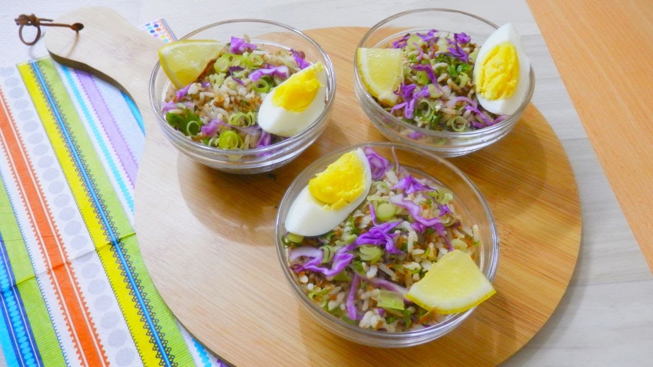 ناسيء كرابو دارات - ناسيء أولام كريّن-كاو يام بوران - سلطة عريقة |Nasi Krabu Darat- Nasi Olam Kering