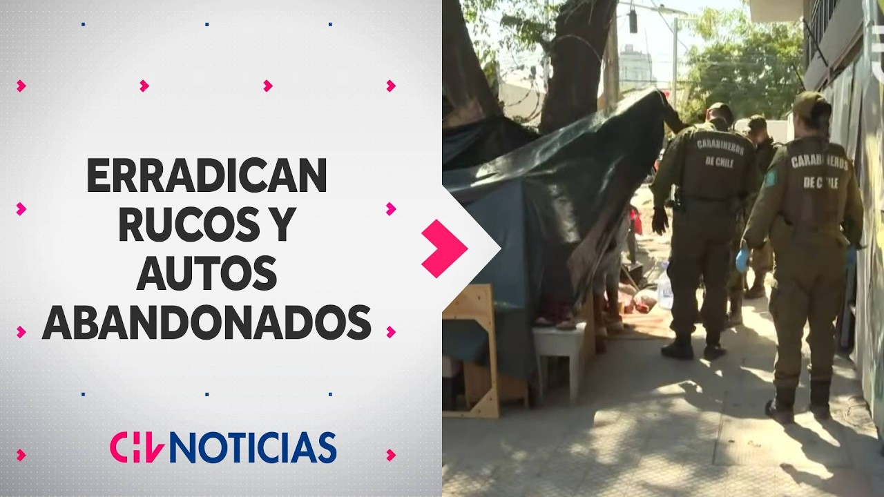 Hallan cuchillos y objetos robados en operativo de retiro de rucos y autos abandonados en Santiago