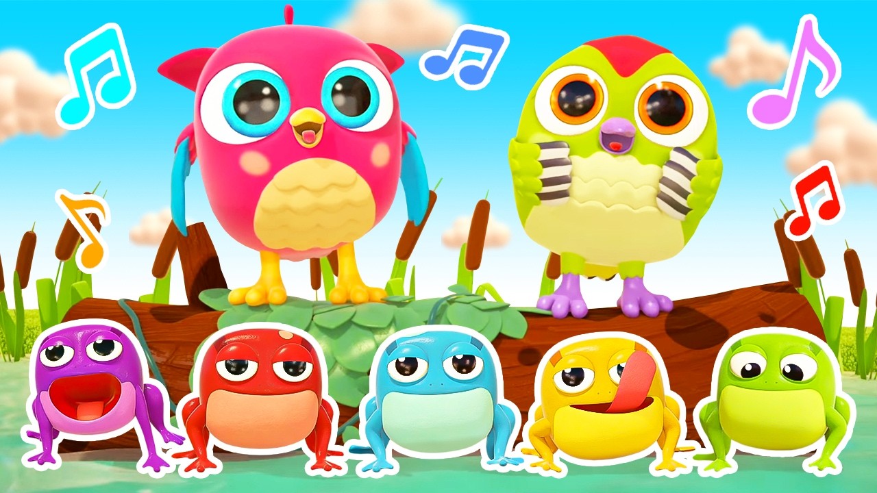 Fünf kleine Frösche 🐸 Kinderlied mit HopHop der Eule