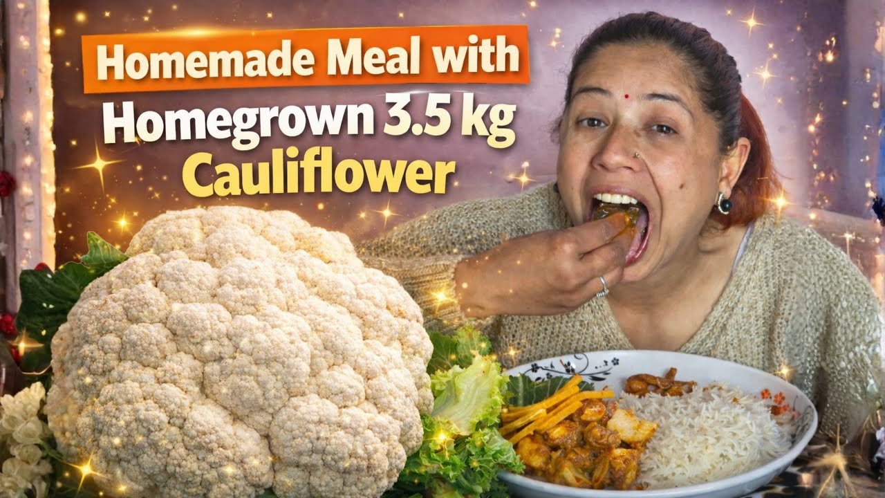 Home Grown Cauliflower with Rice & Tomato Pickle | Simple Nepali Homemade Meal